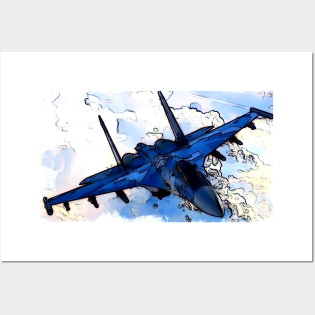 Aviation Fighter Jet blue Wall Art by FasBytes